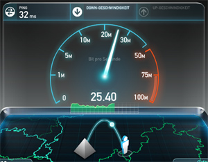 Screenshot eines Speedtests auf speedtest.net